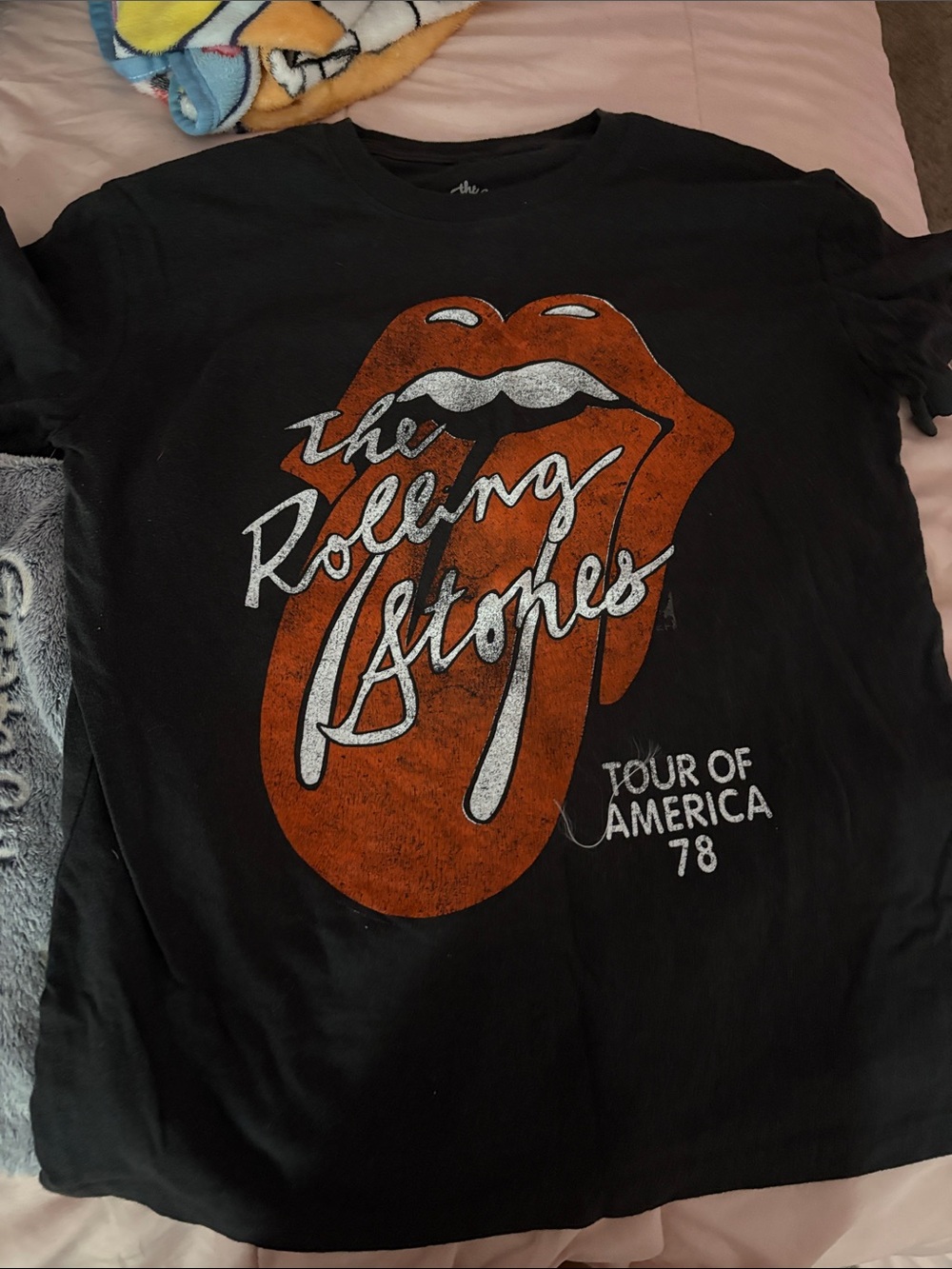 the Rolling Stones Kids Black T-Shirt with Red Tongue Graphic
